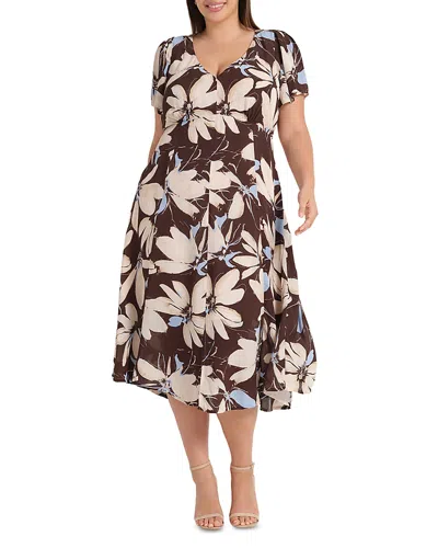 Estelle Plus Caroline Midi Dress In Brown