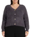 Estelle Plus Chantelle Eyelash Texture Cardigan In Gray