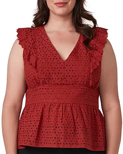 Estelle Plus Cordelia Eyelet Embroidered Top In Ginger