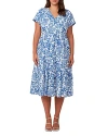Estelle Plus Cote D'azur Midi Dress In Milk/ Azure
