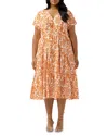 Estelle Plus Cote D'azur Midi Dress In Milk/ Mango