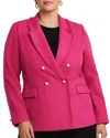 Estelle Plus Courtney Boucle Double Breasted Blazer In Fuchsia