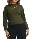 Estelle Plus Cut Out Cozy Knit Sweater In Olive