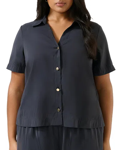 Estelle Plus Dusky Dune Button Up Shirt In Midnight Navy