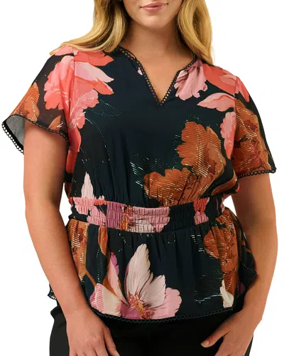 Estelle Plus Elena Smocked Waist Top In Green