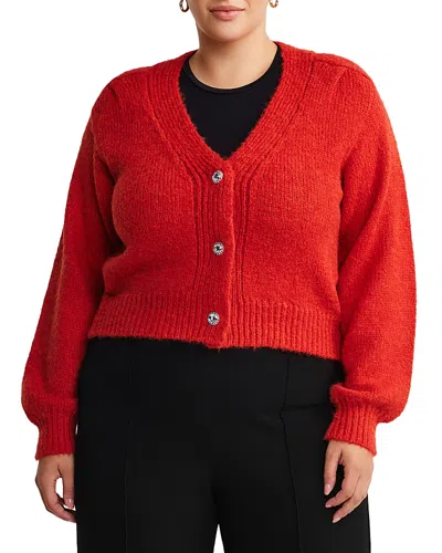 Estelle Plus Embellished Cardigan In Pomegranate