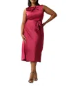 Estelle Plus Emmi Tie Waist Dress In Pink