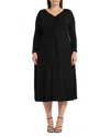 Estelle Plus Equinox Long Sleeve Dress In Black