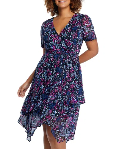 Estelle Plus Garland Handkerchief Hem Dress In Pink Print