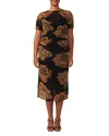 Estelle Plus Glow Horizon Mesh Midi Dress In Print