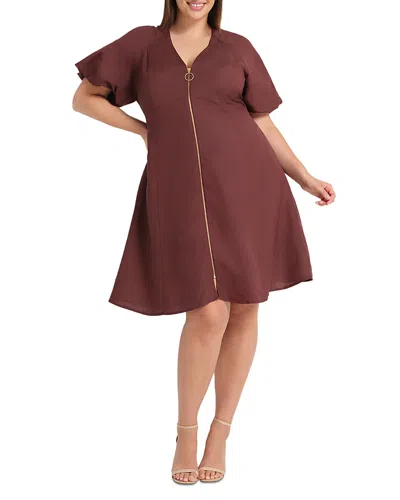 Estelle Plus Heather Dress In Brown