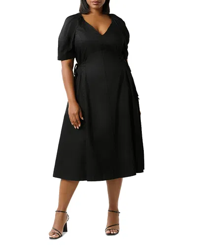 Estelle Plus Kyah Side Tie Dress In Black