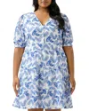 Estelle Plus La Croisette Embroidered Dress In Blue/ Milk