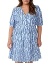 Estelle Plus La Croisette Embroidered Dress In Blue/milk