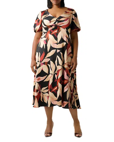 Estelle Plus Laura Puff Sleeve Dress In Multi
