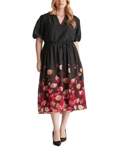 Estelle Plus Leni Printed Midi Dress In Black