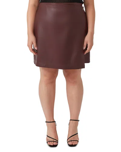Estelle Plus Lucinda Faux Leather Mini Skirt In Merlot