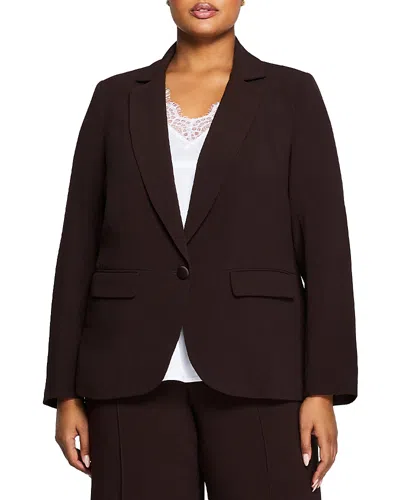 Estelle Plus Megan Single Button Blazer In Chocolate