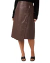 Estelle Plus Michelangelo Faux Leather Midi Skirt In Chocolate