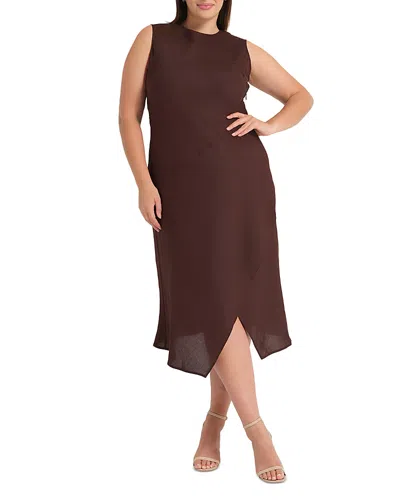 Estelle Plus Nadia Sleeveless Sheath Dress In Brown