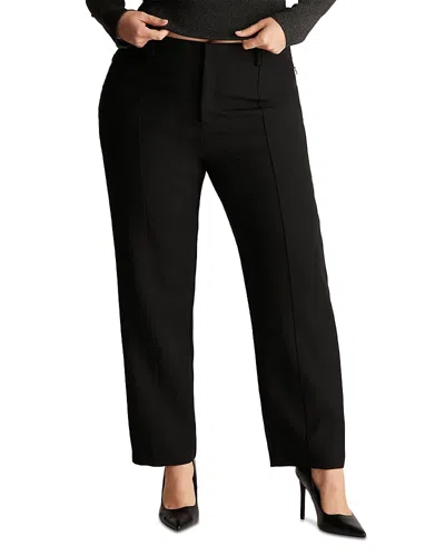 Estelle Plus Pluto High Rise Straight Ankle Pants In Black