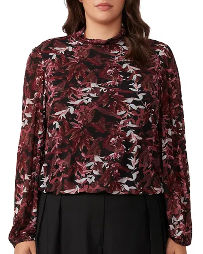 Estelle Plus Reflection Leaves Top In Black/ Rose