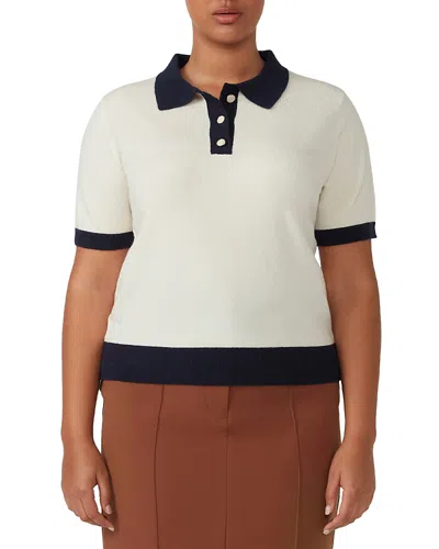 Estelle Plus Romeo Knit Polo In Cream/ Navy