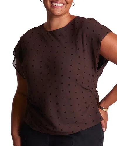 Estelle Plus The Sable Printed Top In Brown