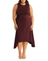 Estelle Plus Yvette Asymmetric Hem Dress In Chocolate