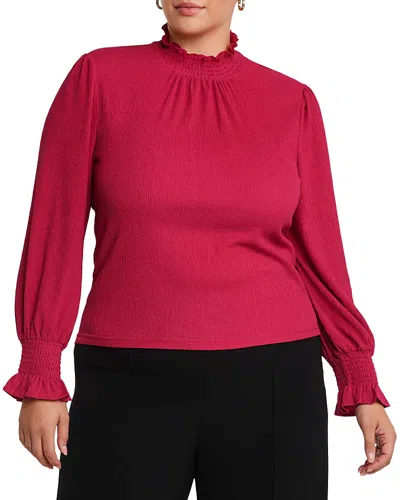 Estelle Plus Zinnia Shirred Top In Fuchsia