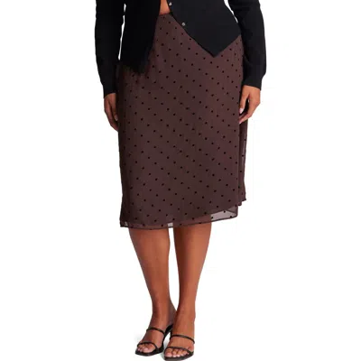 Estelle Sable Polka Dot Midi Skirt In Brown