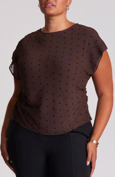 Estelle Sable Polka Dot Top In Brown
