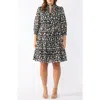 Estelle Sea Lily Tiered Cotton Dress In Black Print