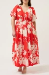 Estelle Solstice Floral Print Maxi Dress In Red