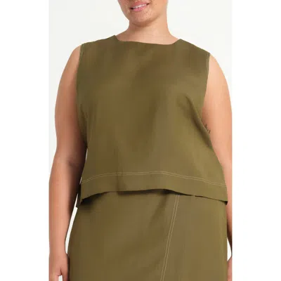Estelle Sonnet Tie Back Sleeveless Top In Green