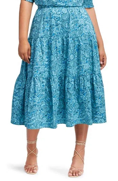 Estelle Sorrento Paisley Tiered Cotton Skirt In Animal Print