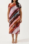 Estelle Sunshine Radiant Print Mesh Midi Dress In Pink Multi Print