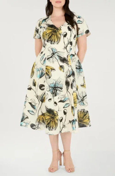 Estelle Vanessa Floral Empire Waist Dress In Multi