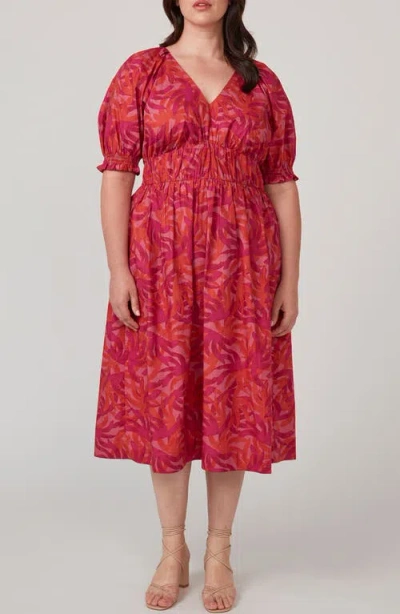 Estelle Wildberry Print Midi Dress In Purple