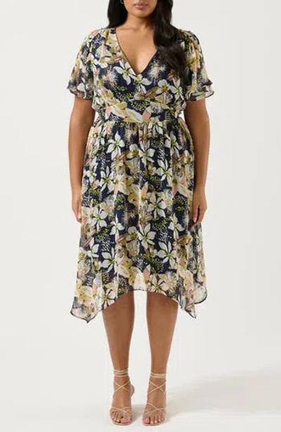 Estelle Wilsons Flutter Sleeve Cocktail Dress In Multi