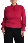 ESTELLE ESTELLE ZINNIA SHIRRED LONG SLEEVE TOP