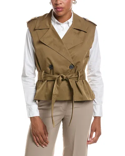 Estellina Button Coat Vest In Brown