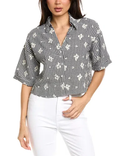 Estellina Embroidered Top In Gray