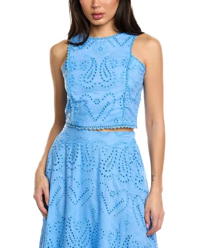 Estellina Eyelet Top In Blue