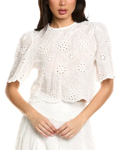 Estellina Eyelet Top In White