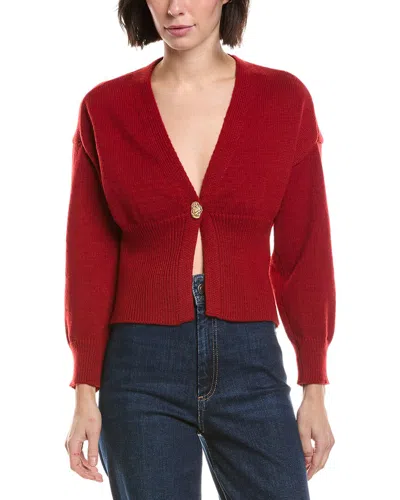Estellina Long Sleeve Cardigan In Burgundy