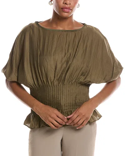 Estellina Pleated Top In Brown
