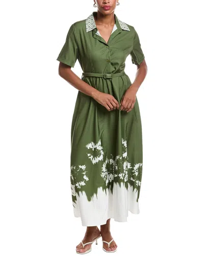 Estellina Printed Midi Dress In Green