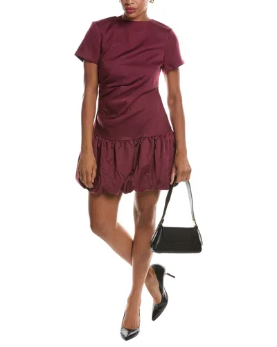 Estellina Solid Mini Dress In Burgundy