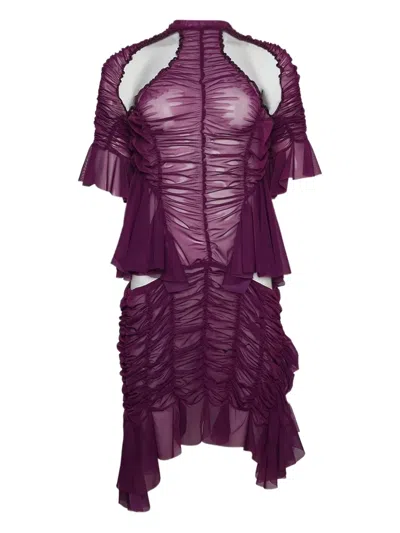 ESTER MANAS CUT-OUT RUCHED MINI DRESS